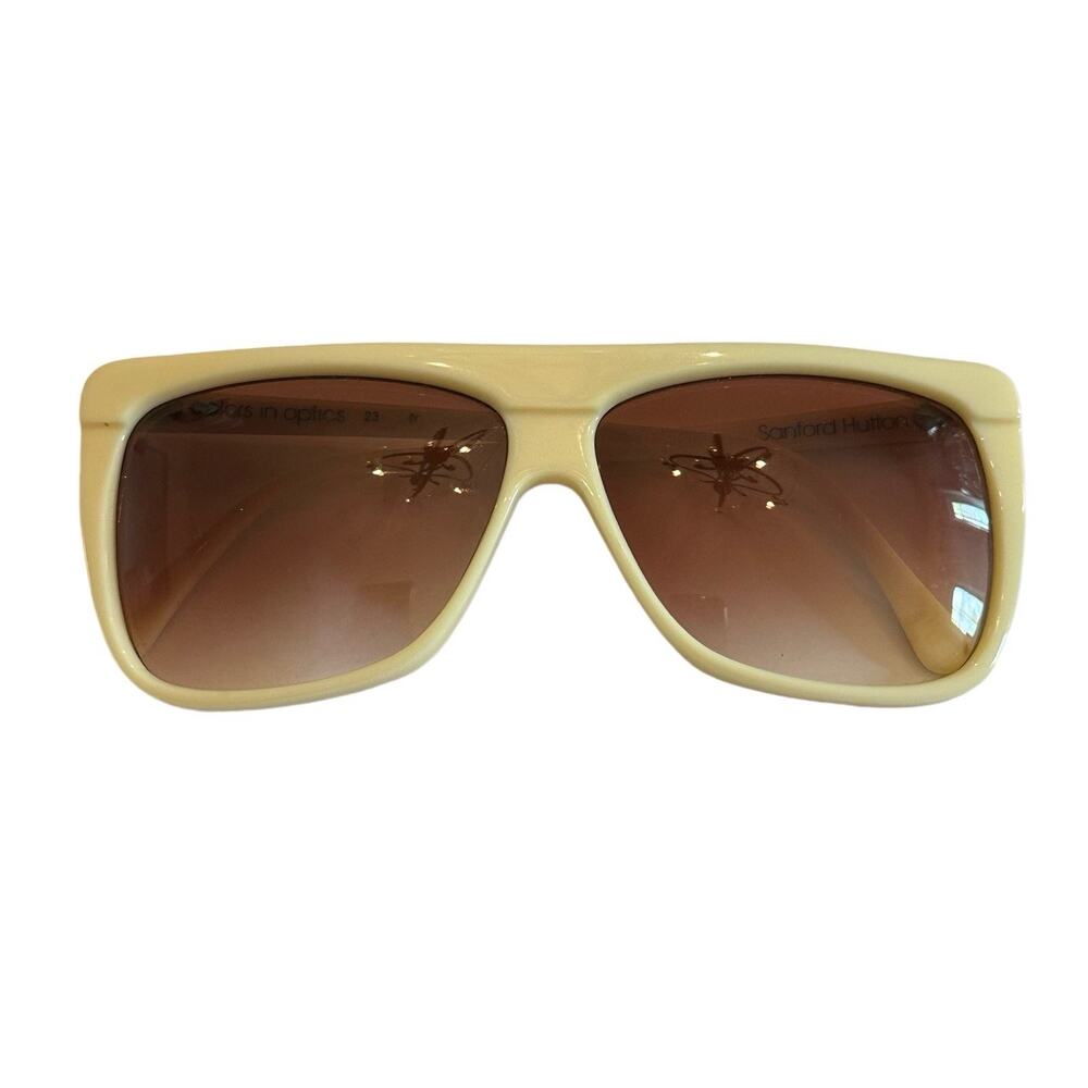Womens COLORS IN OPTICS Sanford Hutton Vintage Ivory Rectangle Large Sunglasses